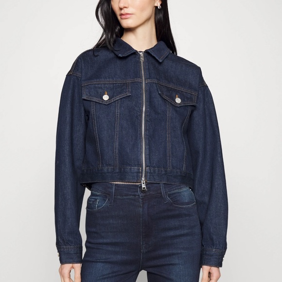 FRAME 
EXPOSED ZIP CROPPED JACKET - DENIM JACKET - Picture 5 of 5